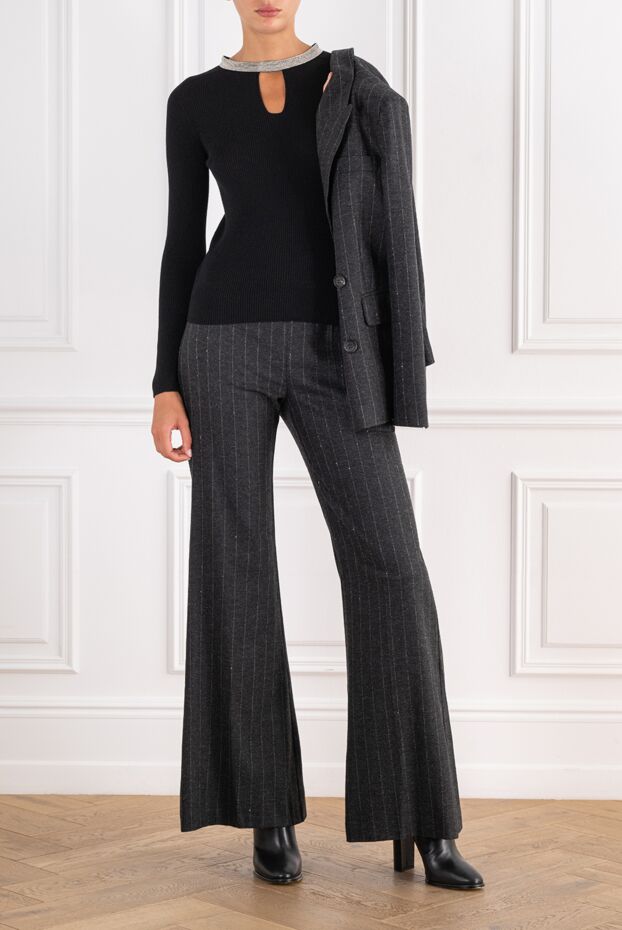 D.Exterior fitted knit jumper in ink black with lurex piping 197147 - photo 2