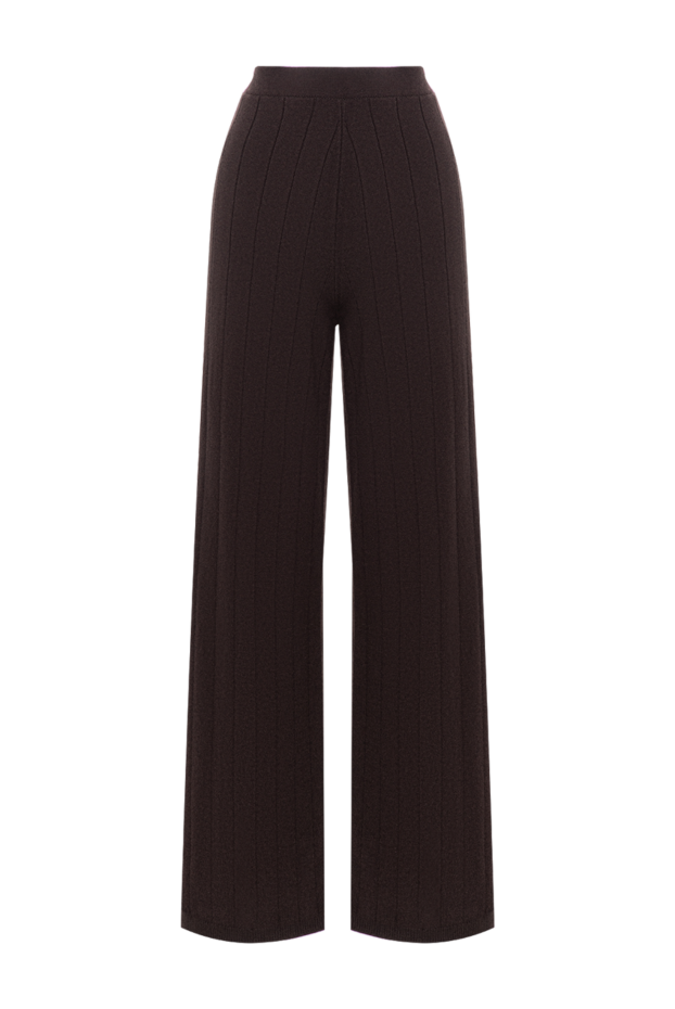 D.Exterior knitted palazzo pants in a deep coffee shade with a vertical ribbed pattern 197163 - photo 1