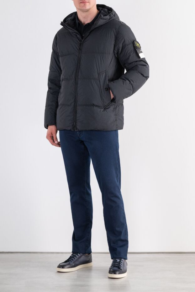 Stone Island черный объемный пуховик с жатой текстурой полотна 197408 - фото 2