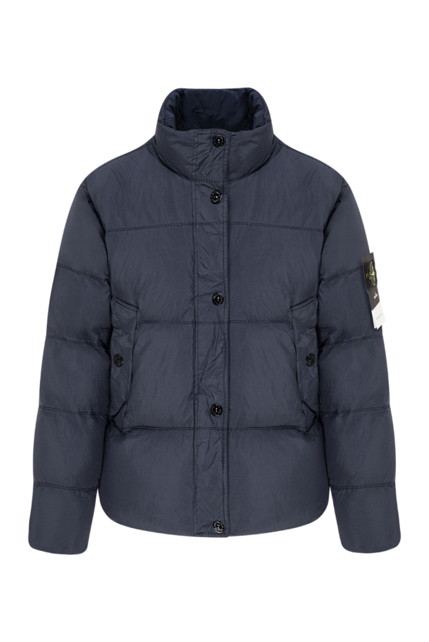 Stone Island синий стеганый пуховик с высоким воротником-стойкой 197409 - фото 1