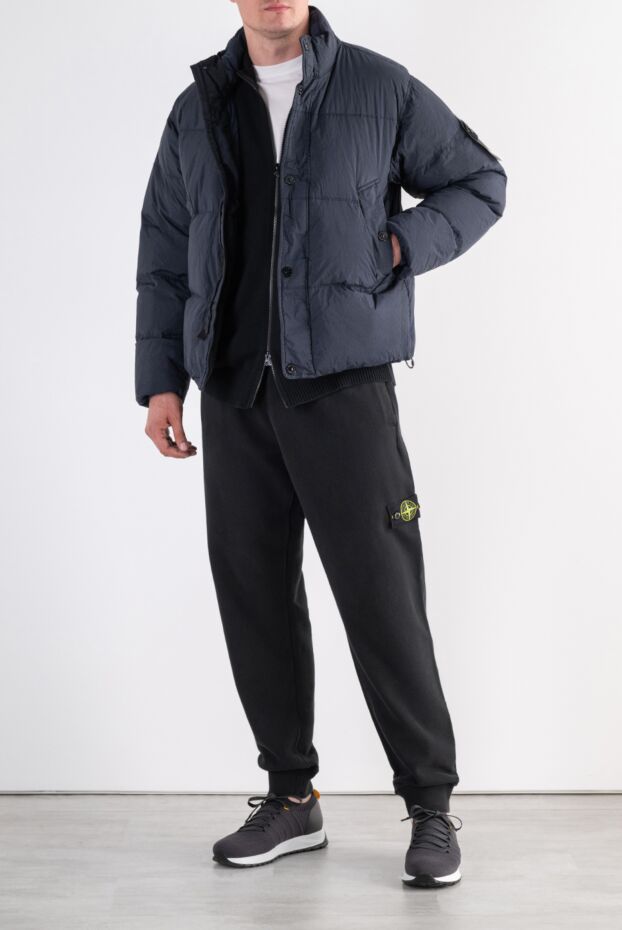 Stone Island синий стеганый пуховик с высоким воротником-стойкой 197409 - фото 2