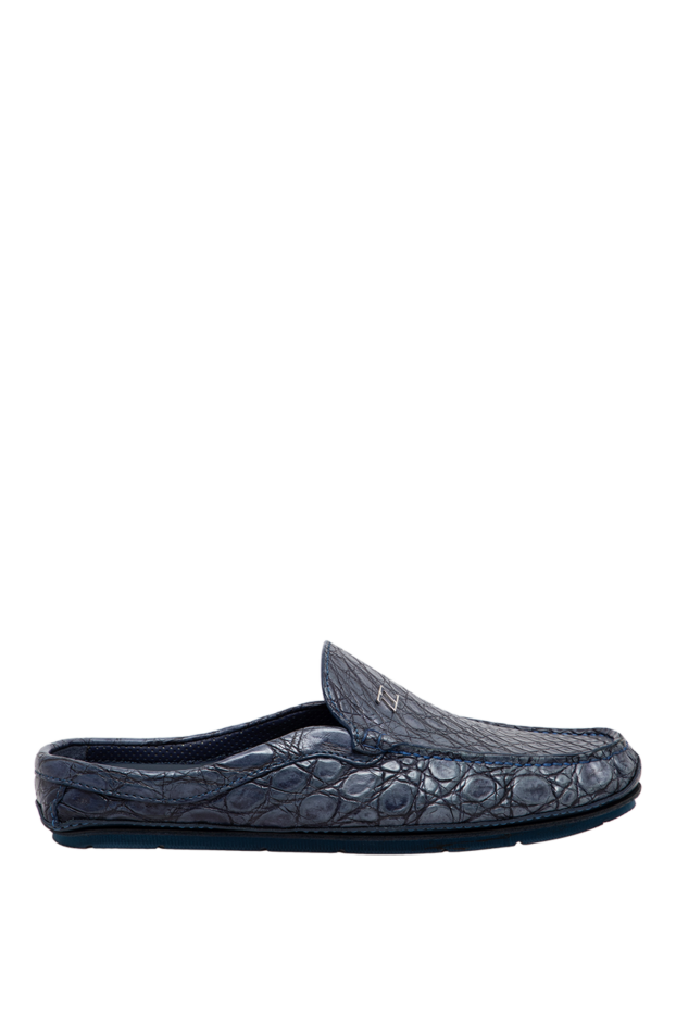 Zilli men's blue crocodile leather loafers with metal monogram 197433 - photo 1