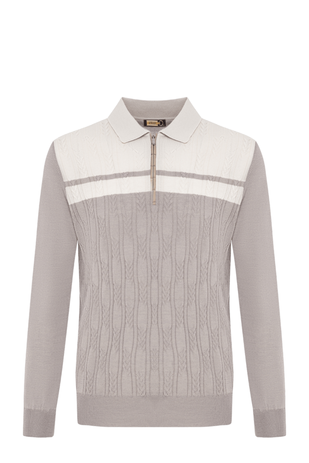 Zilli beige long sleeve polo shirt with cable pattern combination 197441 - photo 1