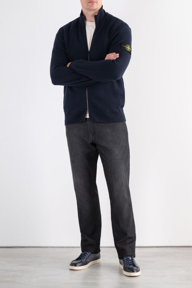 Stone Island сыдырмасы және биік тік жағасы бар текстуралы тоқылған кардиган 197469 - фото 2