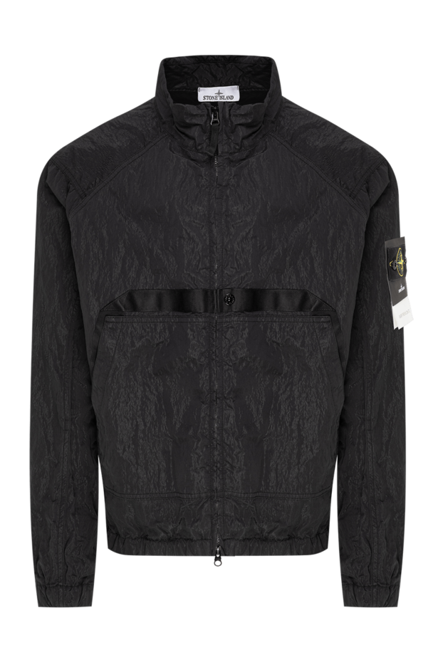 Stone Island жеңінде брендтік жамауы бар қара түсті жеңіл желден қорғайтын жейде 197479 - фото 1