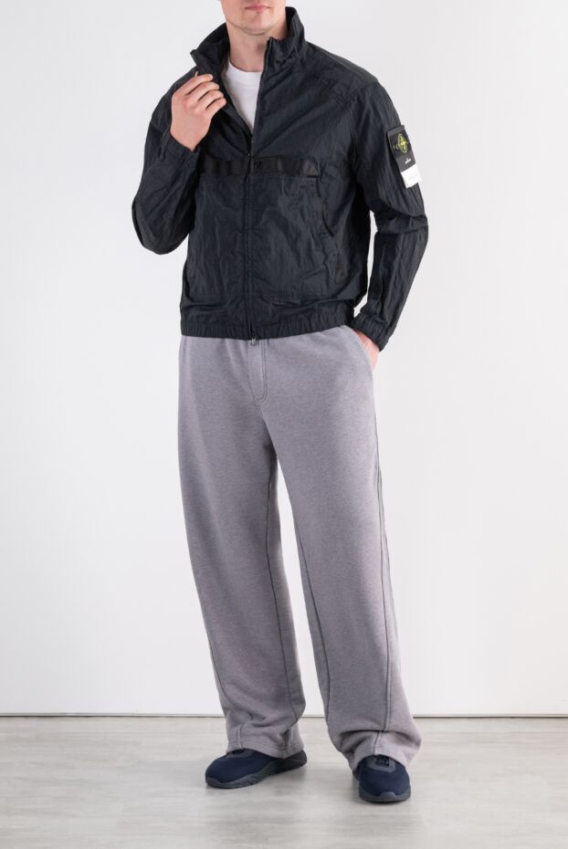 Stone Island жеңінде брендтік жамауы бар қара түсті жеңіл желден қорғайтын жейде 197479 - фото 2