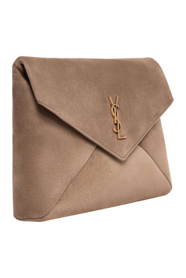 Saint Laurent cassandre large suede envelope bag in light caraway 197494 - photo 3
