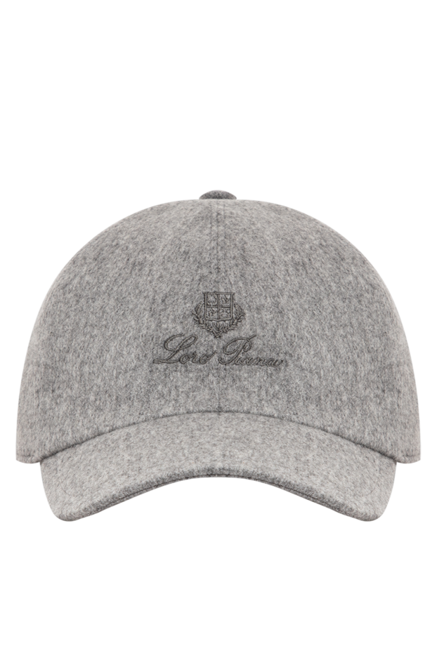 Loro Piana men's gray cashmere baseball cap with embroidered heraldic logo 197521 - photo 1