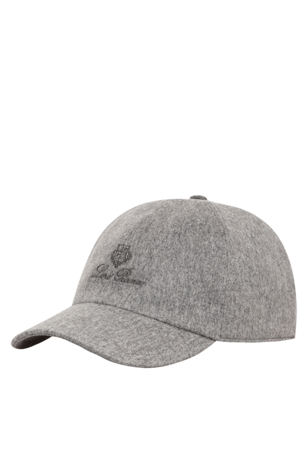 Loro Piana men's gray cashmere baseball cap with embroidered heraldic logo 197521 - photo 3