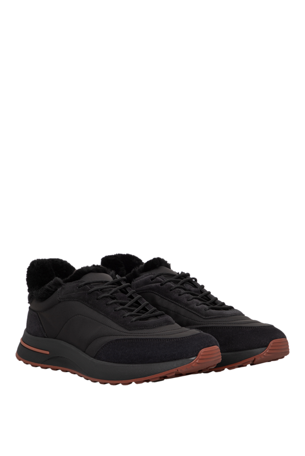 Loro Piana winter black week end walk sneakers made of microfiber and suede with fur 197523 - photo 3