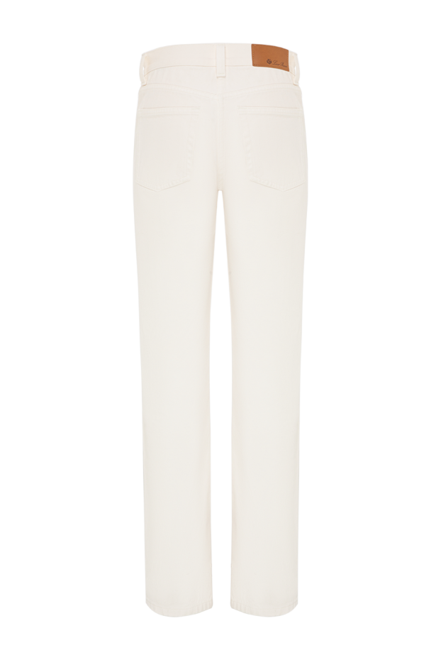 Loro Piana light beige women's straight-leg jeans with a contrasting leather patch 197526 - photo 2