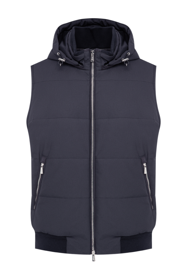 Lenoci men's dark blue insulated vest with a drawstring hood 197542 - photo 1