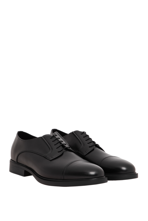 Doucal`s men's black smooth leather derby shoes with a cut-off toe 197553 - photo 2