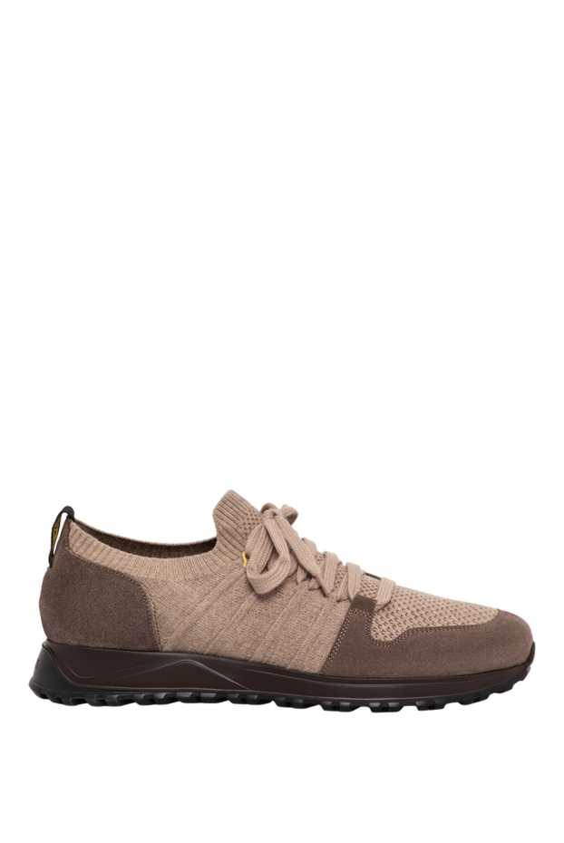 Doucal`s beige knit sneakers with suede panels on a dark sole 197556 - photo 1