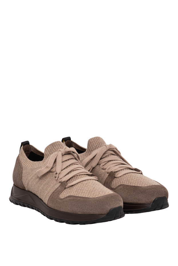 Doucal`s beige knit sneakers with suede panels on a dark sole 197556 - photo 3
