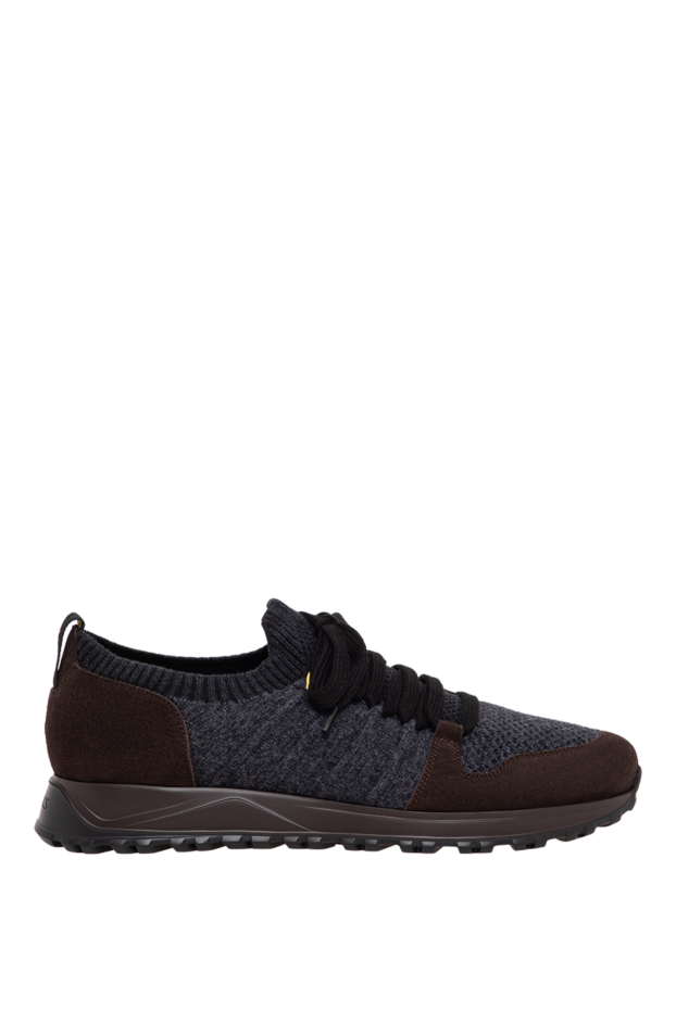 Doucal`s men's grey knit sneakers with brown suede panels 197563 - photo 1