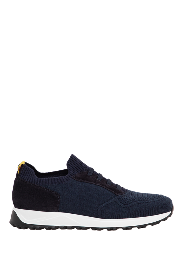 Doucal`s men's blue knit sneakers with a contrasting white sole 197564 - photo 1