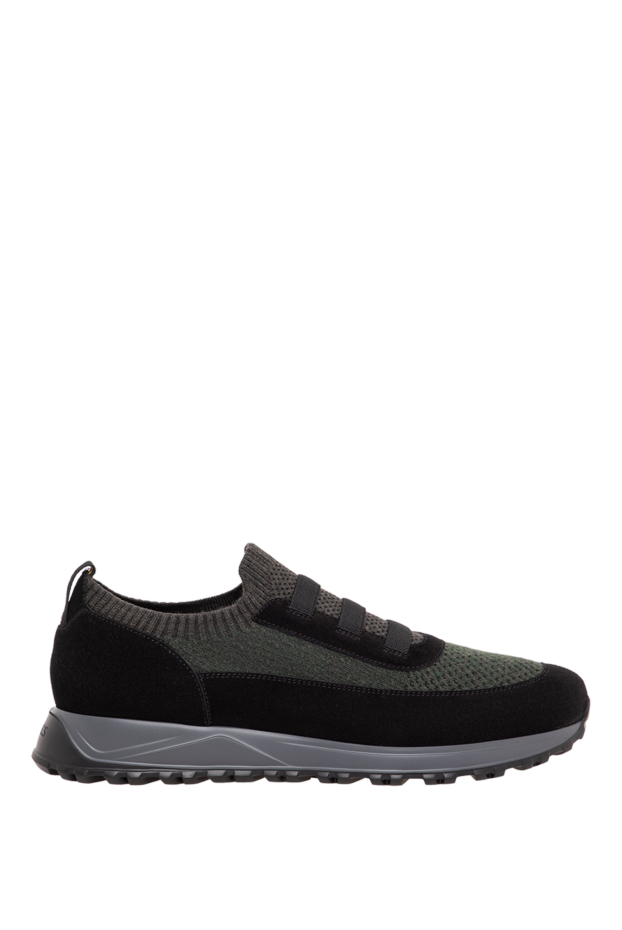 Doucal`s men's khaki knit sneakers with charcoal suede details 197566 - photo 1