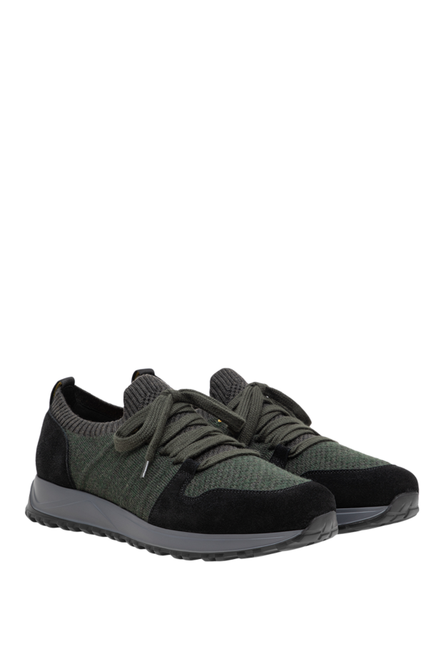 Doucal`s green knit runners with black leather inserts 197572 - photo 3