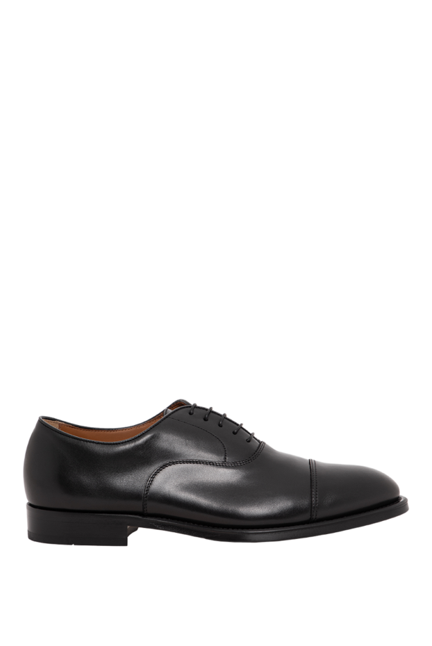 Doucal`s men's black leather oxford shoes with a cut-off toe 197573 - photo 1