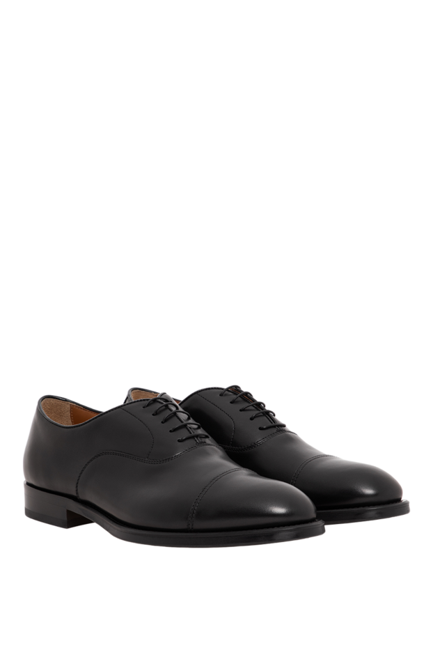 Doucal`s men's black leather oxford shoes with a cut-off toe 197573 - photo 2