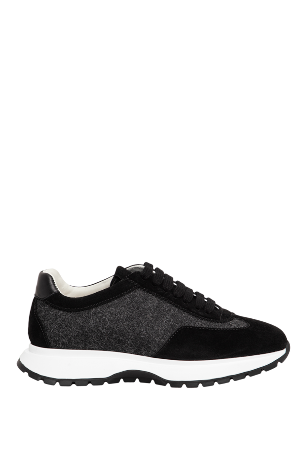 Doucal`s women's black suede and wool fur combination sneakers 197583 - photo 1