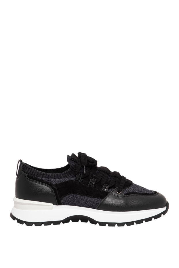 Doucal`s men's black knit sneakers with leather and wool details 197584 - photo 1