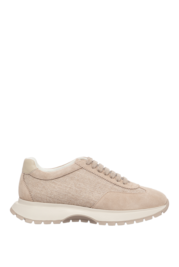 Doucal`s women's beige wool and suede combination sneakers 197585 - photo 1