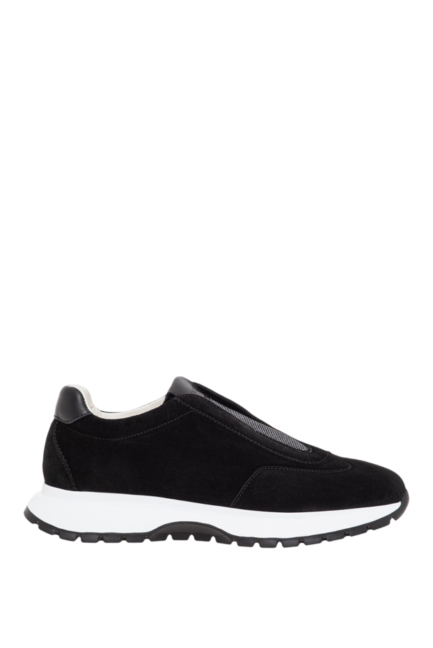 Doucal`s women's black velvet suede sneakers with a hidden elastic insert 197589 - photo 1