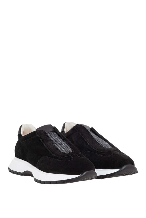 Doucal`s women's black velvet suede sneakers with a hidden elastic insert 197589 - photo 3