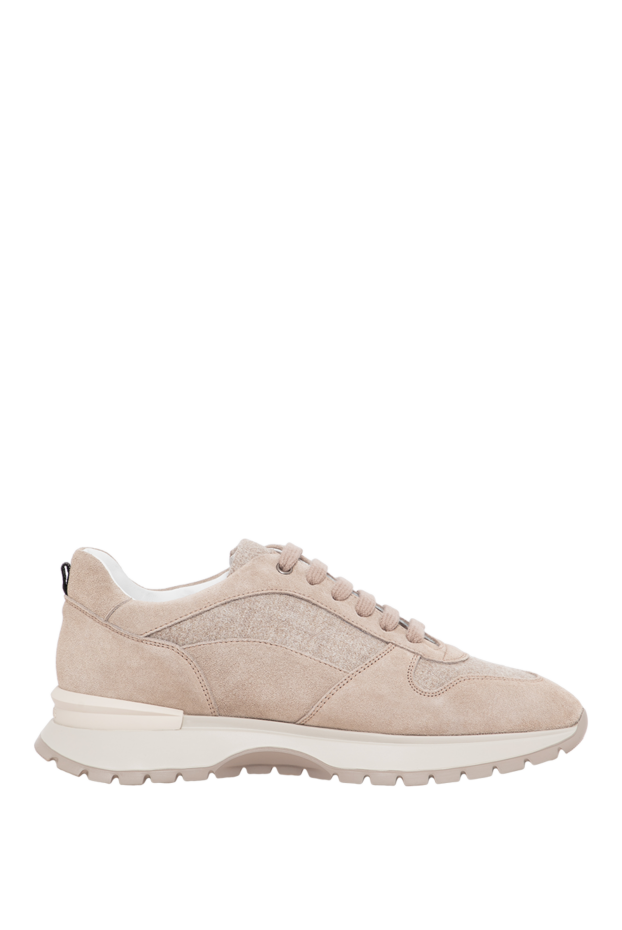 Doucal`s women's beige sneakers in wool fabric and matte suede 197590 - photo 1
