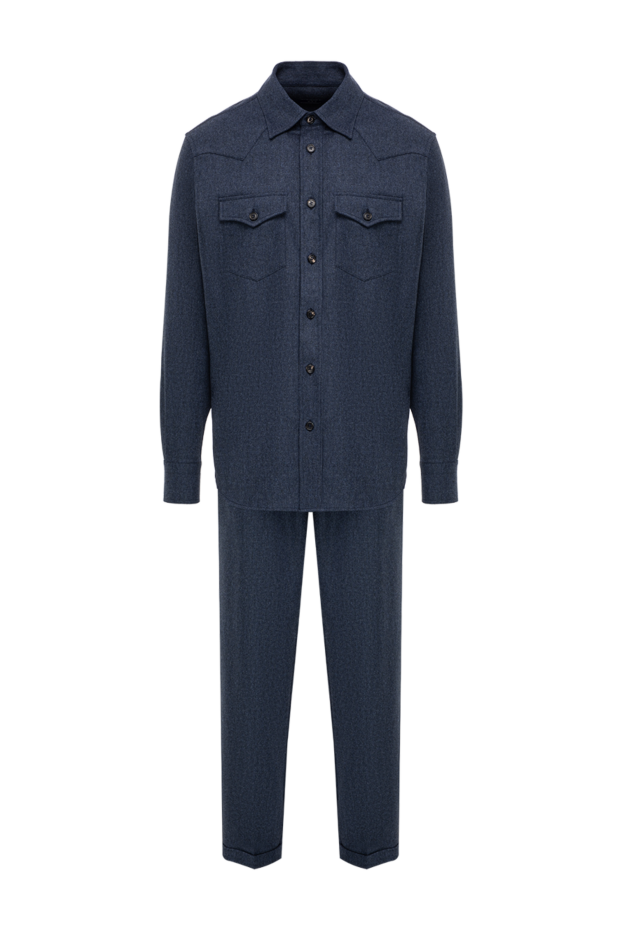Scissor Scriptor blue melange wool and cashmere two-piece suit with creases 197682 - photo 1