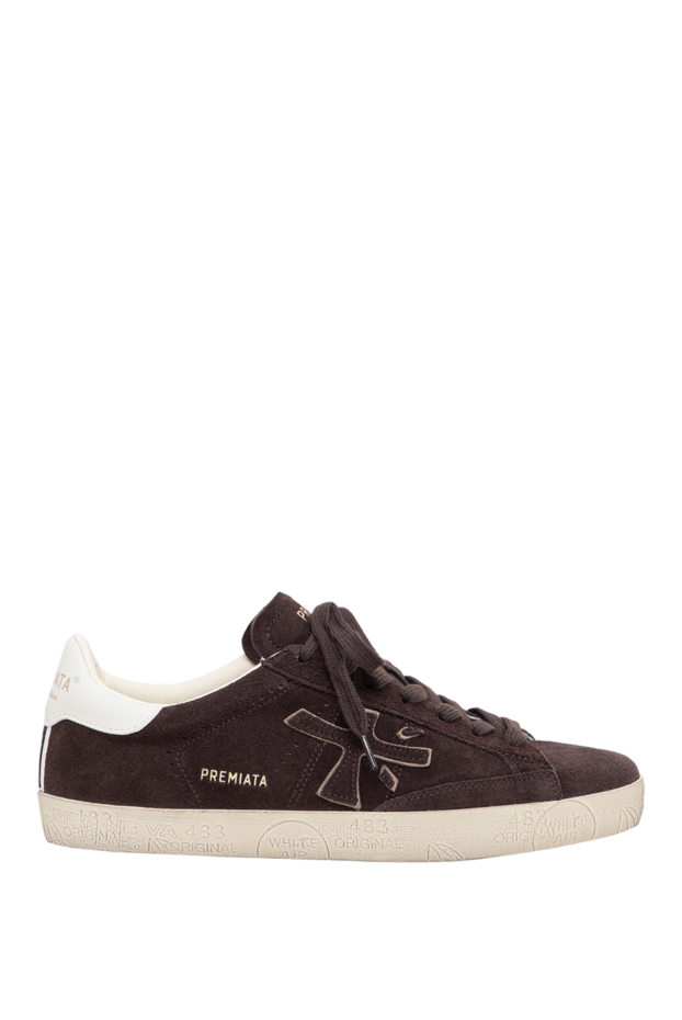 Premiata stevend 7897 dark brown suede sneakers with iconic prints on the sole 197725 - photo 1