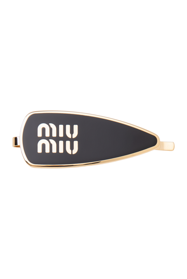 Miu Miu black enamel teardrop clip with gold logo 197732 - photo 1