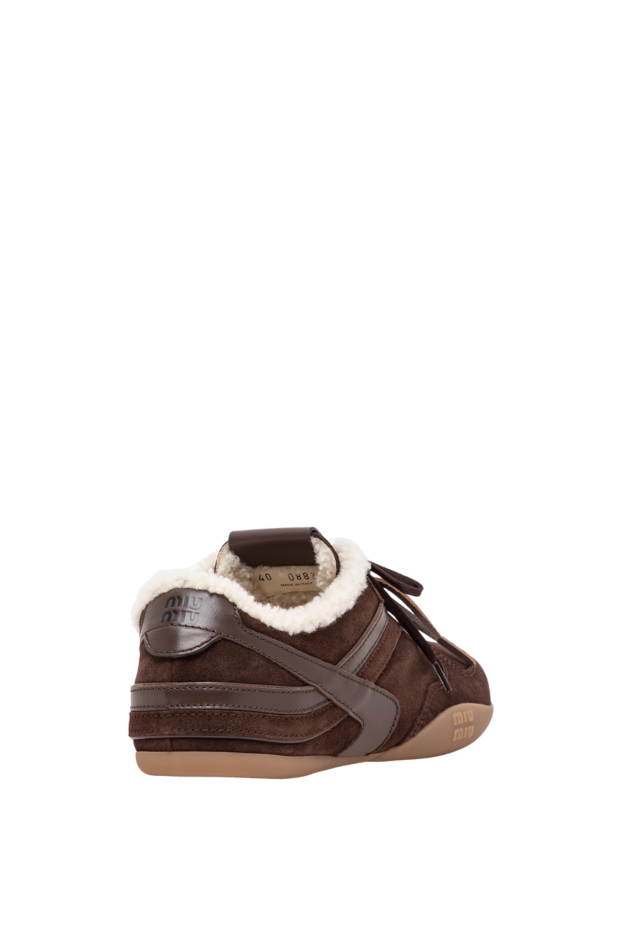 Miu Miu chocolate suede sneakers with fur and the brand's signature embossing 197739 - photo 3