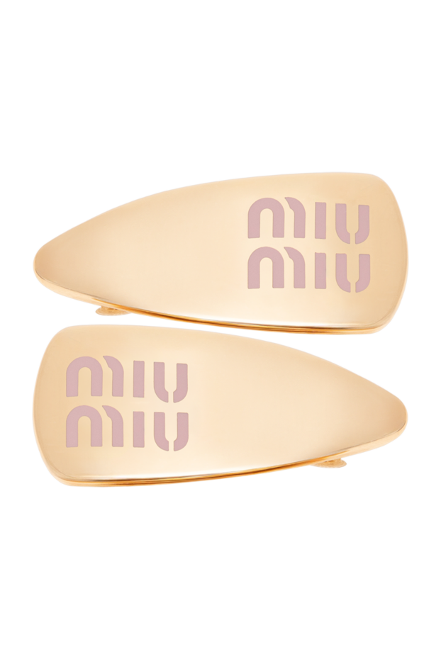 Miu Miu set of metal teardrop-shaped hair clips with engraved logo 197741 - photo 1