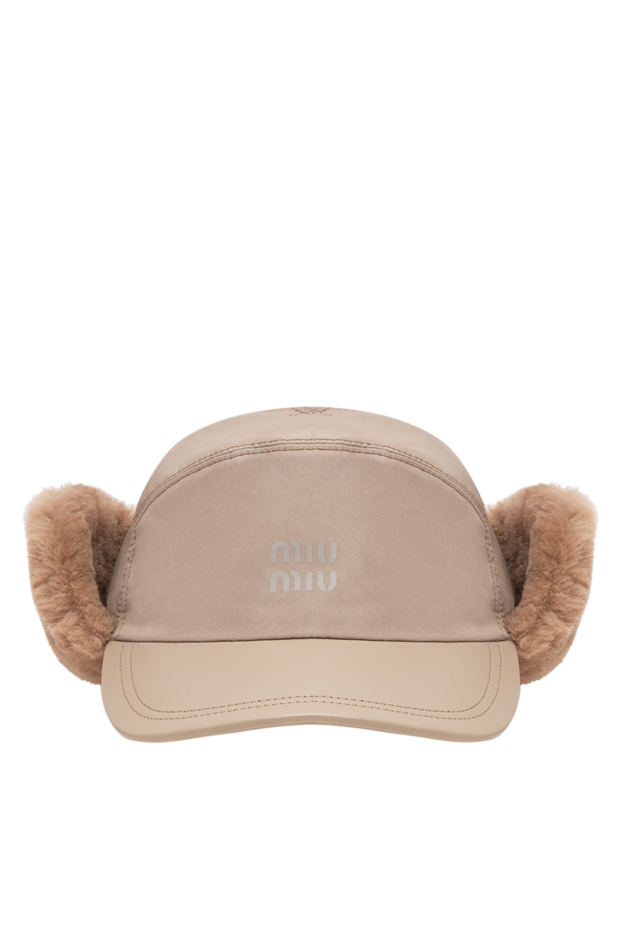 Miu Miu insulated baseball cap with natural sheepskin fur and an embroidered logo 197744 - photo 1