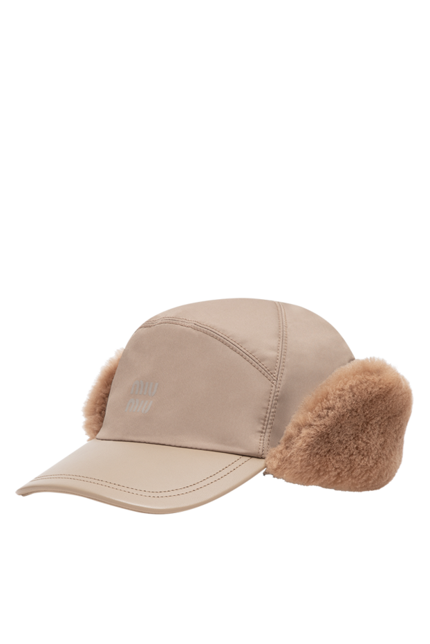 Miu Miu insulated baseball cap with natural sheepskin fur and an embroidered logo 197744 - photo 3