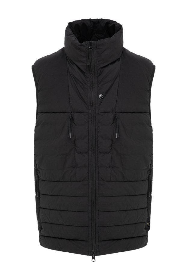 Stone Island ерлерге арналған қара мамық желет, аралас көрпемен және тік жағамен 197759 - фото 1