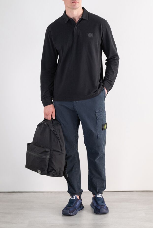 Stone Island синие мужские зауженные брюки-карго из плотного хлопкового твила 197762 - фото 2
