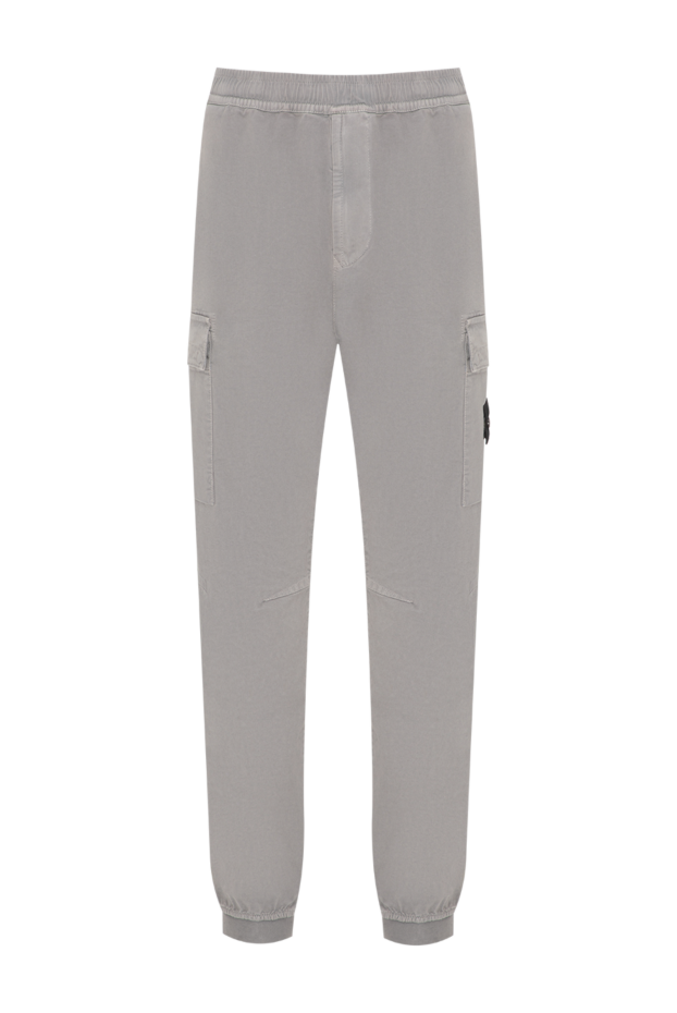 Stone Island серые мужские зауженные брюки-карго из плотного хлопкового твила 197764 - фото 1