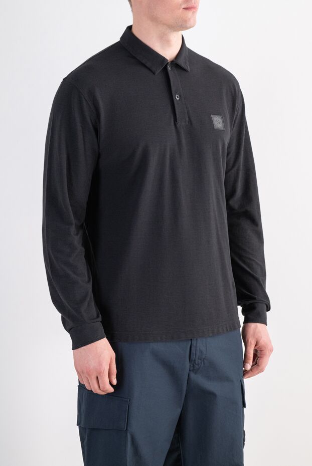 Stone Island хлопковое поло с длинным рукавом черного цвета с патчем 197765 - фото 3
