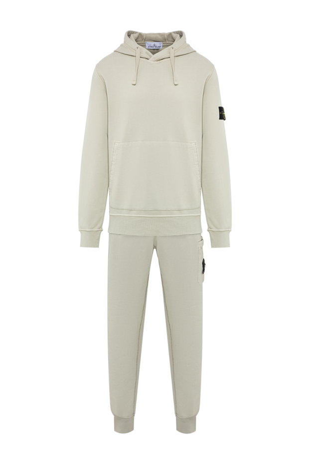 Stone Island премиальный хлопковый костюм с худи и фирменным патчем 197770 - фото 1