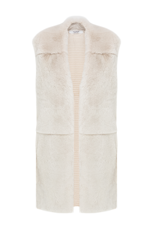 Peserico women's long milky-colored wool and cashmere vest with rabbit fur 197777 - photo 1