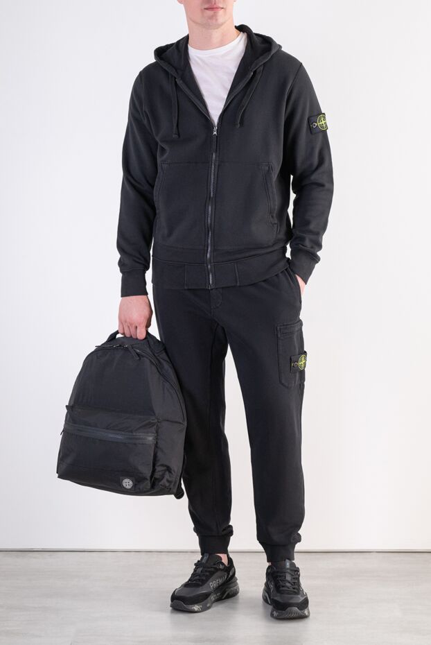 Stone Island капюшоны және металл сыдырмасы бар қара мақта костюм 197787 - фото 2
