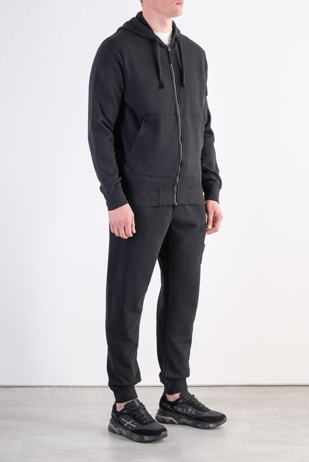Stone Island капюшоны және металл сыдырмасы бар қара мақта костюм 197787 - фото 3