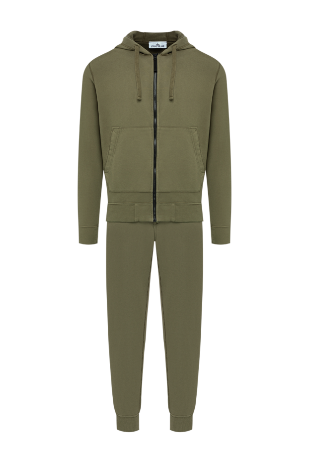 Stone Island хлопковый костюм цвета хаки с регулируемым капюшоном 197788 - фото 1