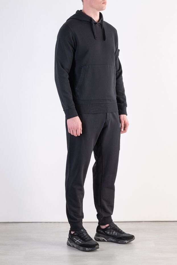 Stone Island men's casual tracksuit in signature deep black 197797 - photo 3