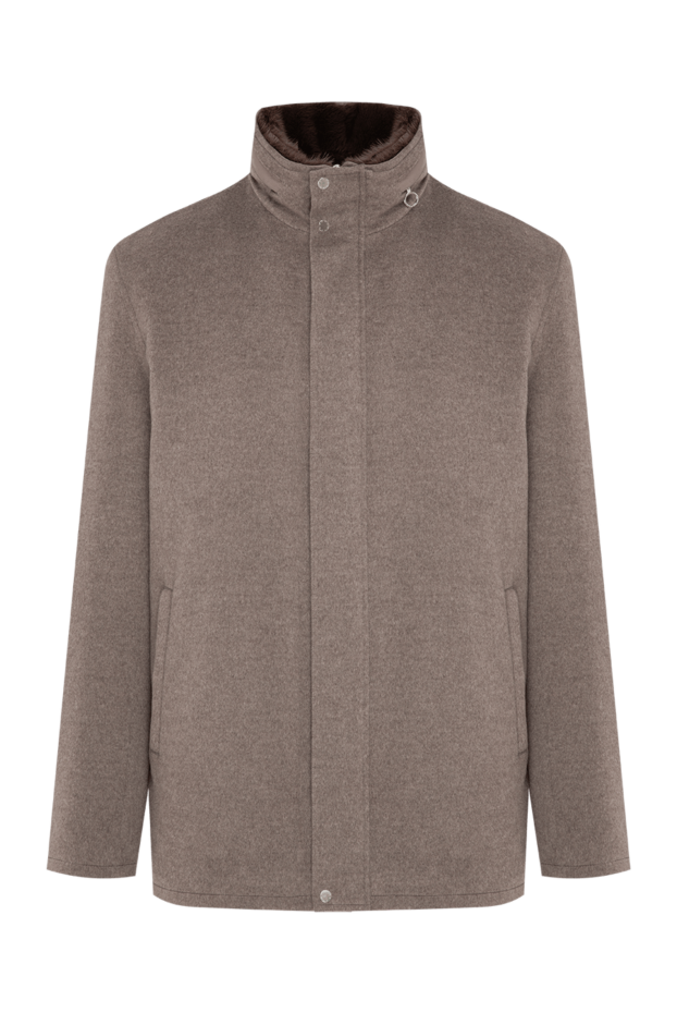 Seraphin beige men's cashmere coat jacket with fur lining 197800 - photo 1