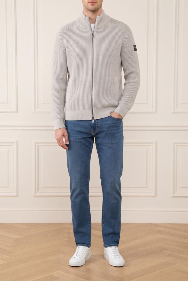 Moorer arena men's knitted bomber jacket in elegant beige 197845 - photo 1